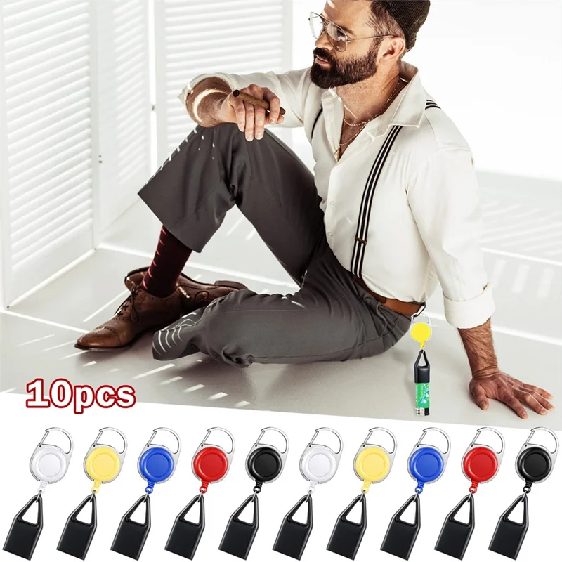 New 10 Pieces Retractable Lighter Clip Assorted Color Lighter Holder Keychain with Clip Classic Lighter Cover, Single Clip