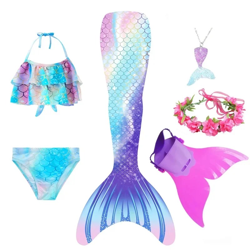 2024 Mermaid Tails Girls Beach Clothing Costumes With Monofins Bikini Swimming Cosplay Little Mermaid tail for Children Swimwear