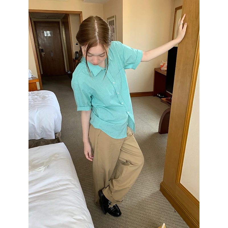 

Ретро клетчатый ort Sve повседневный свободный женский утягивающий летний топ с защитой от ультрафиолета Faionable Fem Busin Wear