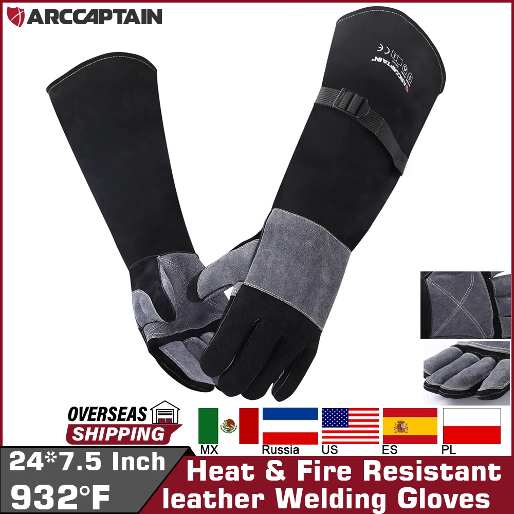 luvas de soldagem arcaptain 24 polegada trabalho multifuncional resistente ao calor mma vara tig corte mig grill fogao para casa dobrar churrasco 01