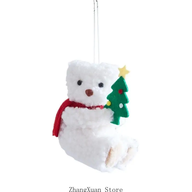Weihnachts-Hängebär-Akzent aus weichem Stoff mit Schlaufenkordel für Baumkranz, und Türdekoration Innenbereich, 3 x – Detail 9