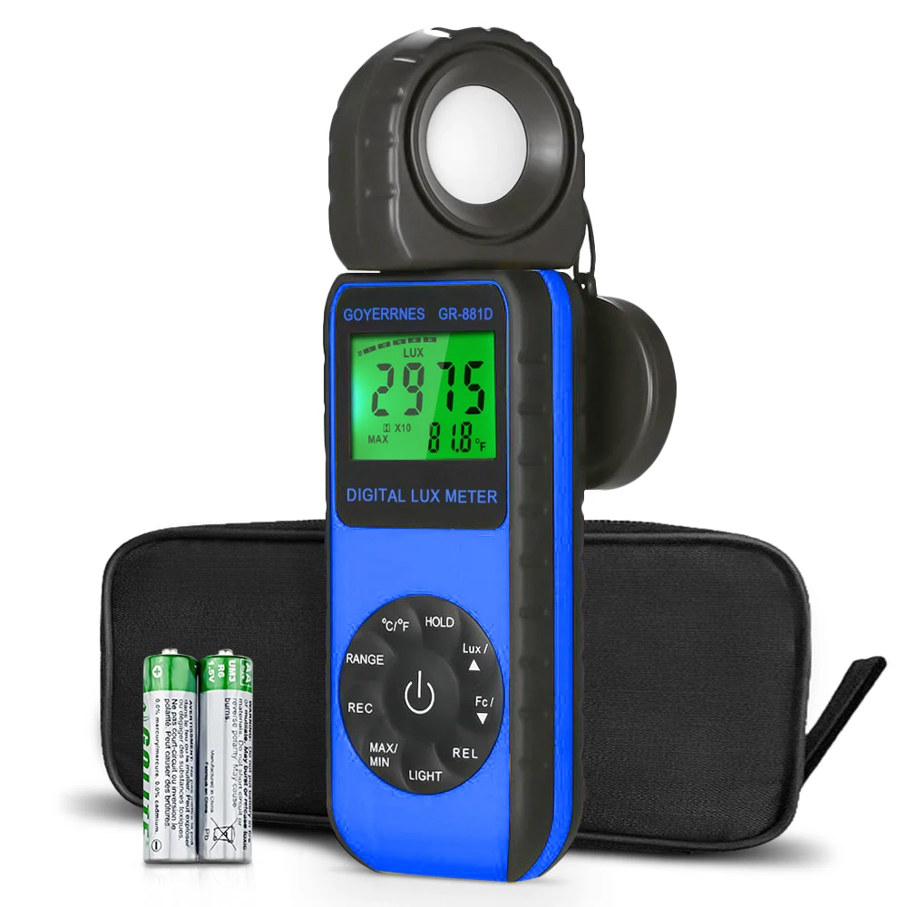 

Digital Illuminance Light Meter, Measure Lights 0.01~400,000 Lux (0.01~40,000 FC) Foot Candles Luxmeter with 270º Rotated Sensor