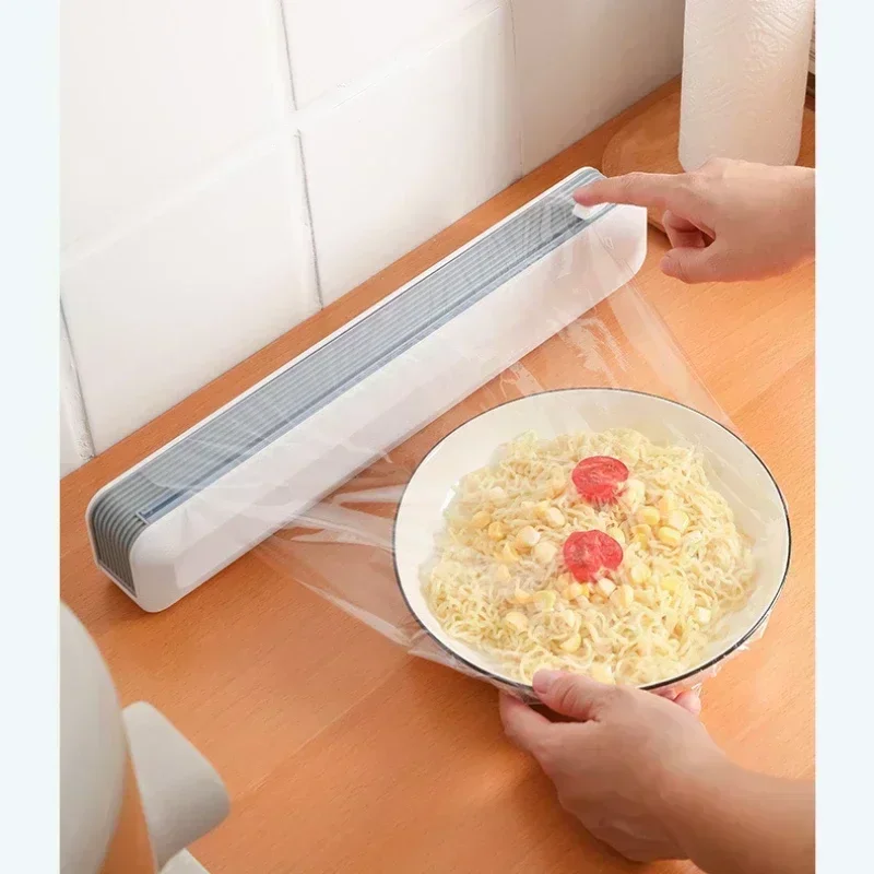 Kitchen Household Plastic Wrap Dispensers Magnetic Cling Film Cutter Storage Box Aluminum Foil Stretch Cutter Accessories