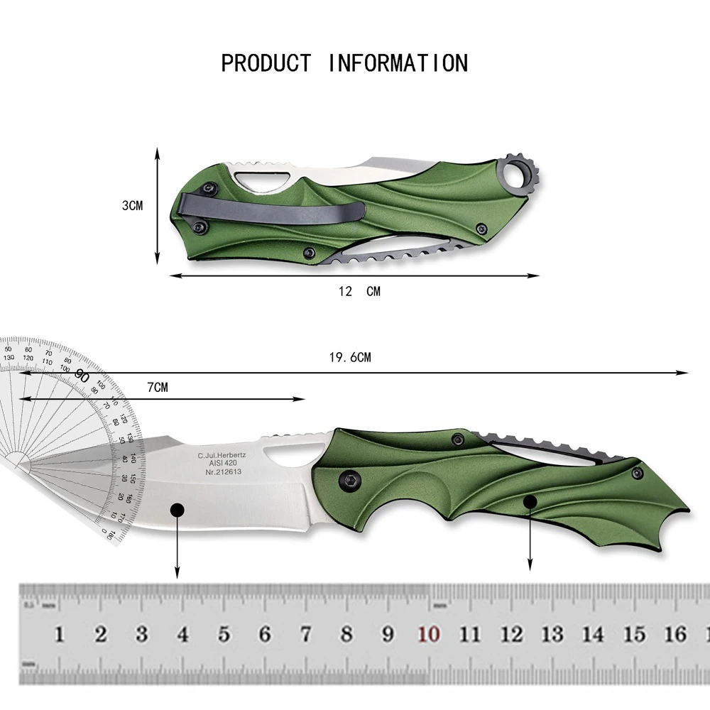 Camping Hunting Pocket Knife Folding Knife 440C Blade Aluminum Alloy Handles Tactical Knife Self-defense Combat EDC Multitool