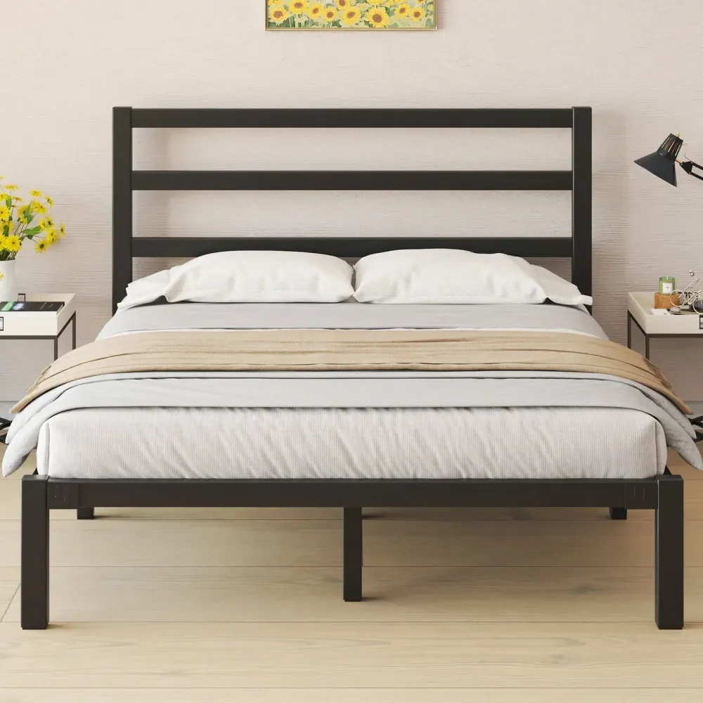 

Металлическая кровать-платформа размера Full Queen/King с металлическими ламелями, изголовьем и изножьем в классическом стиле, с местом для хранения под матрасом.