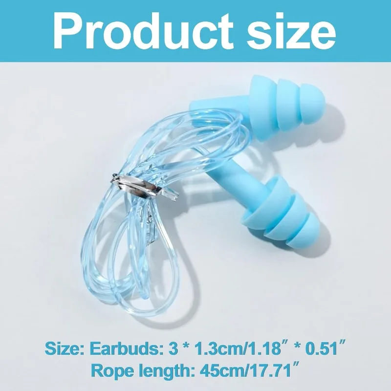 6 Pairs Soft Anti-Noise Ear Plug with Rope Waterproof Ear Plugs Swimming for Kids Adult Ear Protectors Reusable Earplugs