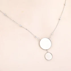 2pcs Stainless Steel Ball Chain Necklace Bezel Blanks Fit 20mm Round Cabochon Pendant Base Setting Trays Diy Jewelry Making