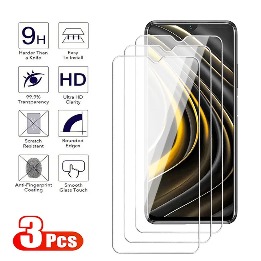 3Pcs Screen Protector For Xiaomi Mi Poco X3 X4 X5 Pro M3 M4 M5 M6 Pro 4G 5G Tempered Glass For Xiaomi Poco M5S X3 X4 GT NTC Film