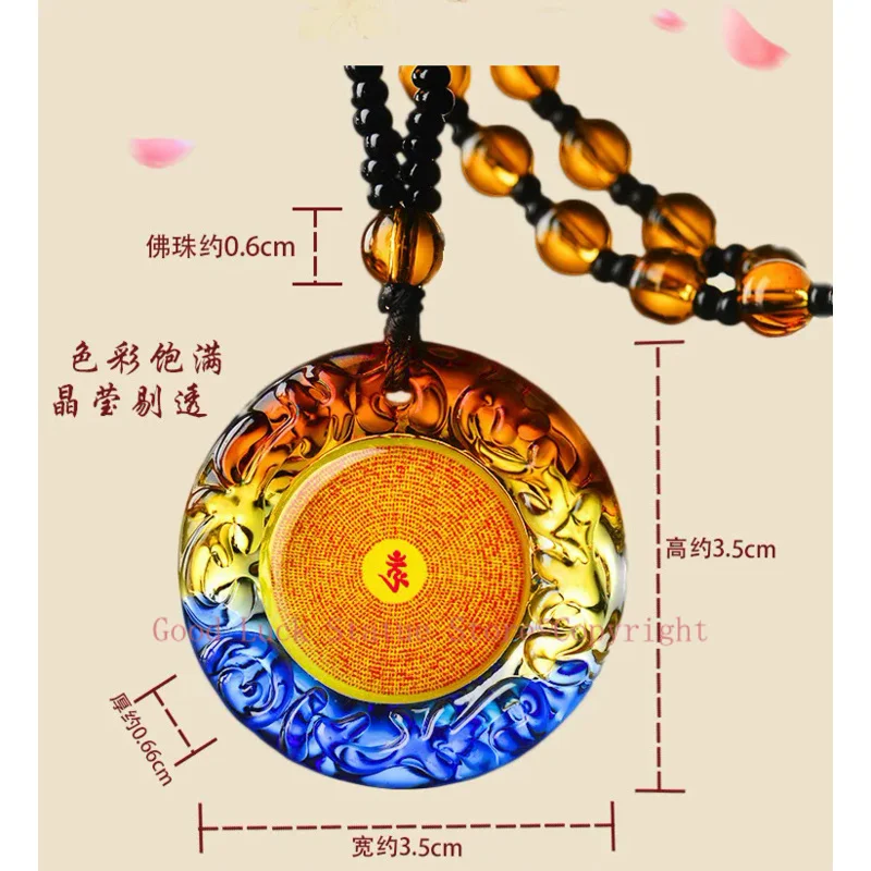 3PCS GOOD Buddhist supplies Greco-Buddhist pocket travel efficacious Mascot # Om Mani Padme Hum Mantra Crystal Pendant Amulet