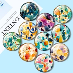Abstract Seamless Watercolor Shapes 10 Pcs 12mm/16mm/18mm/20mm/25mm/30mm Round Photo Glass Cabochon Demo Flat Back Makings