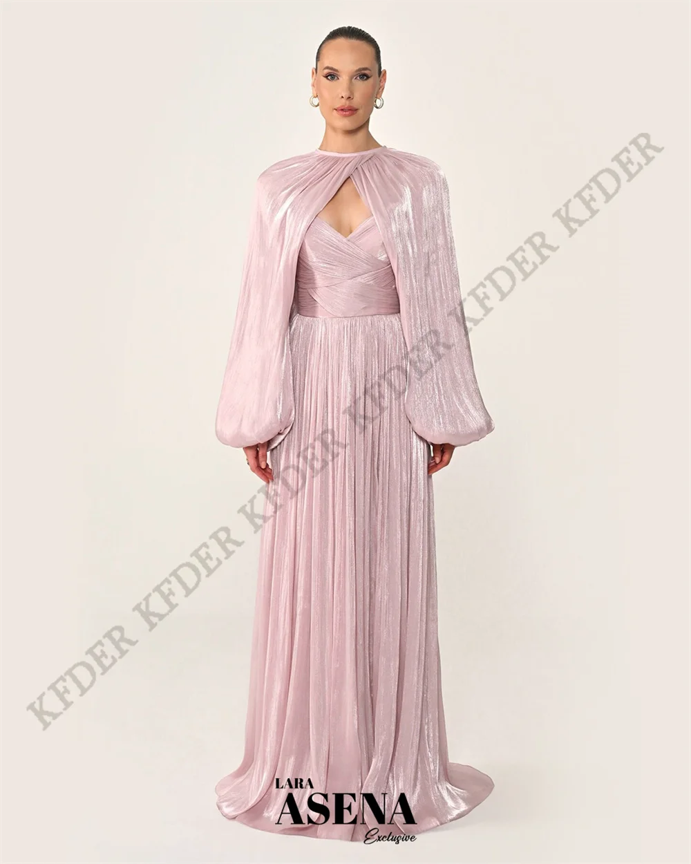 Shiny Lavender Red Satin Evening Dresses Puffy Sleeves Prom Gown A Lin  Formal Party Dresses Gowns Customized
