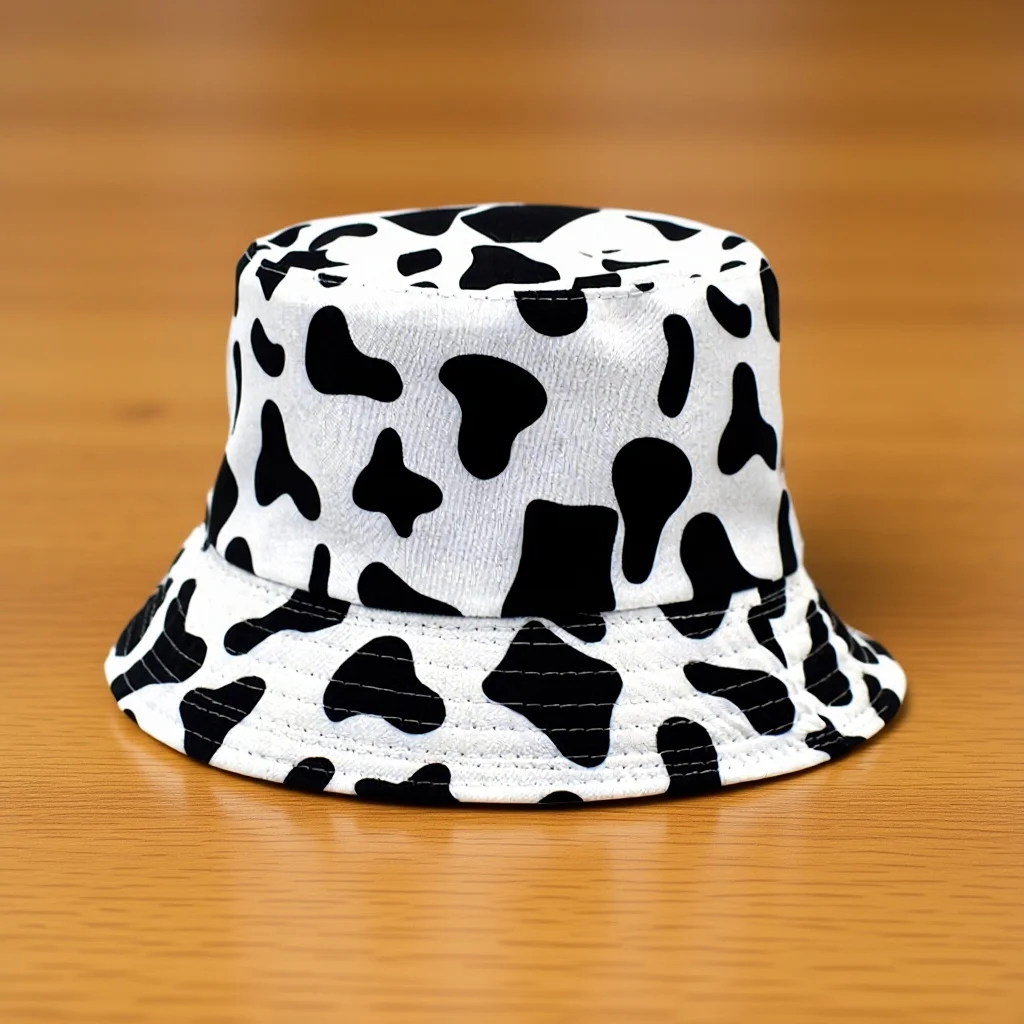 

1Pcs Cow Pattern Bucket Hat Outdoor Sun Protection Lightweight Breathable Cotton Fisherman Hat for Women Girls Summer Travel
