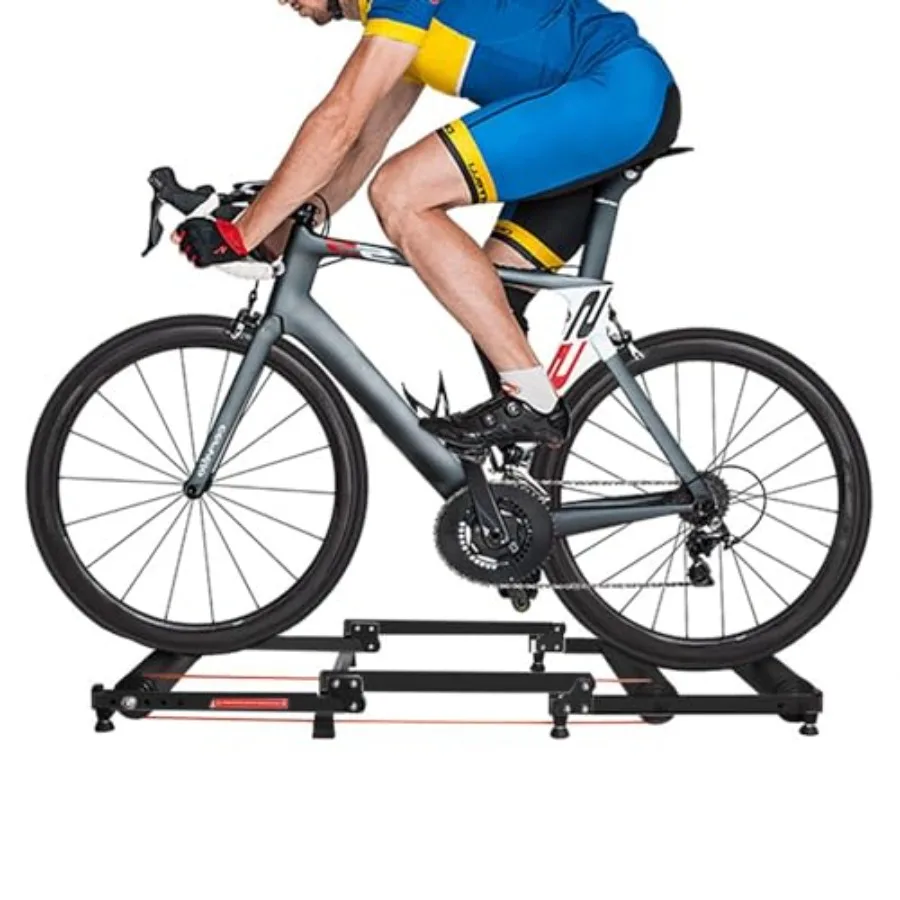 Adjustable Foldable Indoor Bike Trainer Stand with Resistance for MTB Road Bike Exercise Fitness in Black Steel