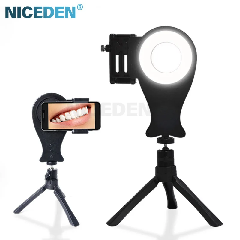 

NICEDEN Dental Photography Ring Light Adjustable Brightness Warm/White with Tripod Stand Internal and External Oral Filling Lamp