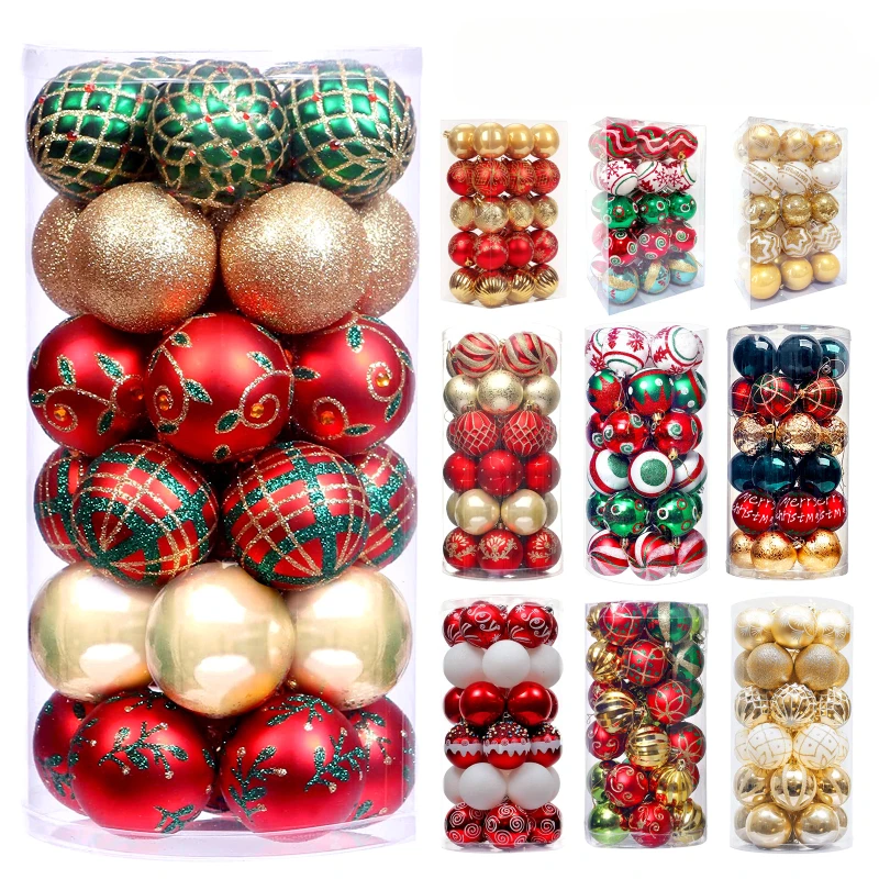 

Christmas ball decoration 6CM heart pentagram pendant DIY New Year party home crafts 2025 electroplated plastic ball ornaments