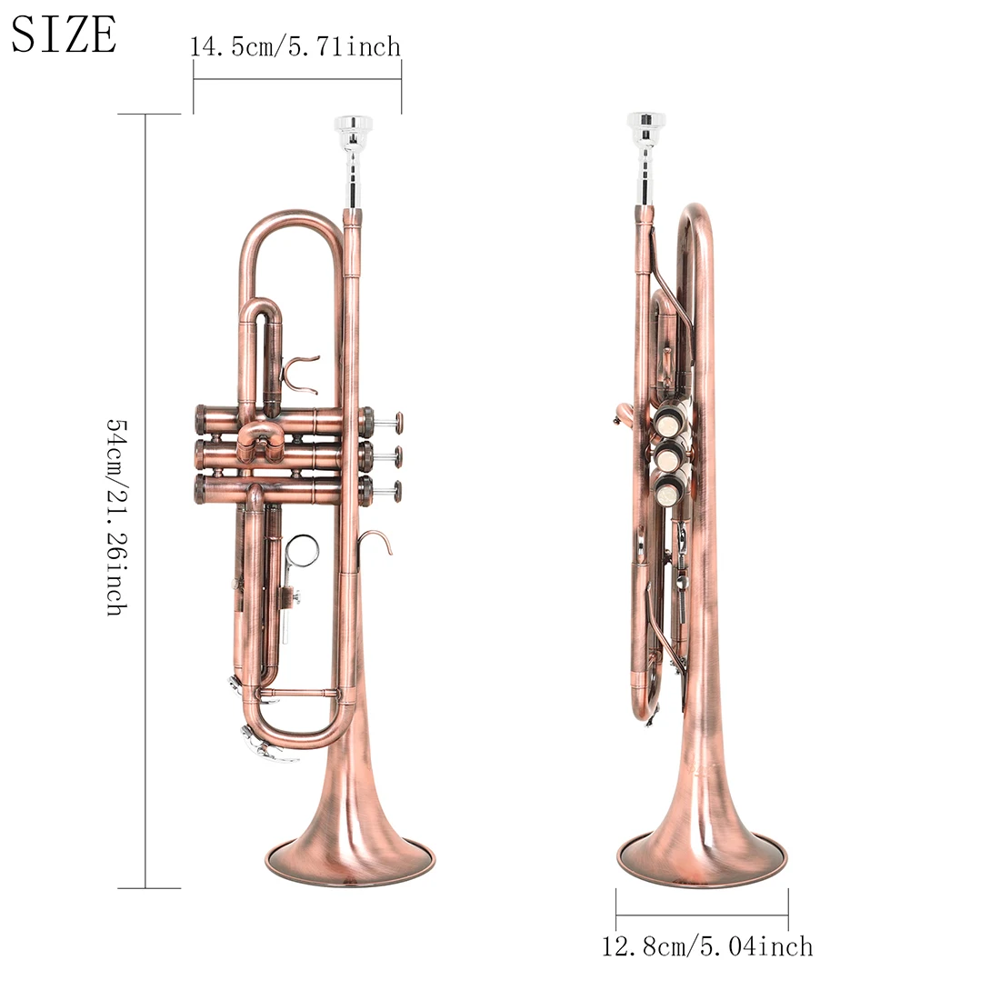 SLADE LDT726 Bb Trumpet Rustproof Brass Bronze Trumpet with Wiping Cloth Mouthpiece for Trumpet Performance Grade Examinations