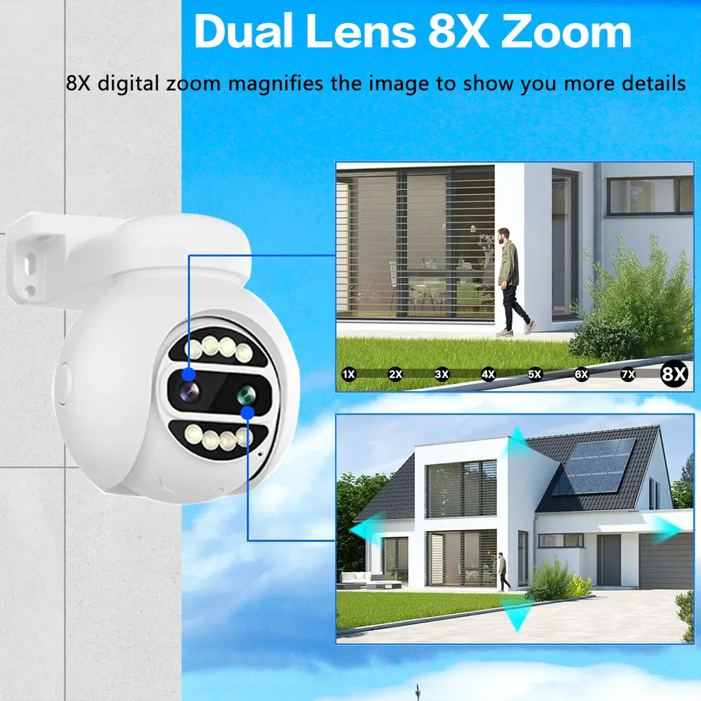 4K 8MP Dual Lens POE Security Camera System 8X Digital Zoom 10CH 8CH NVR H.265 Video Recorder Wired CCTV Surveillance IP Camera