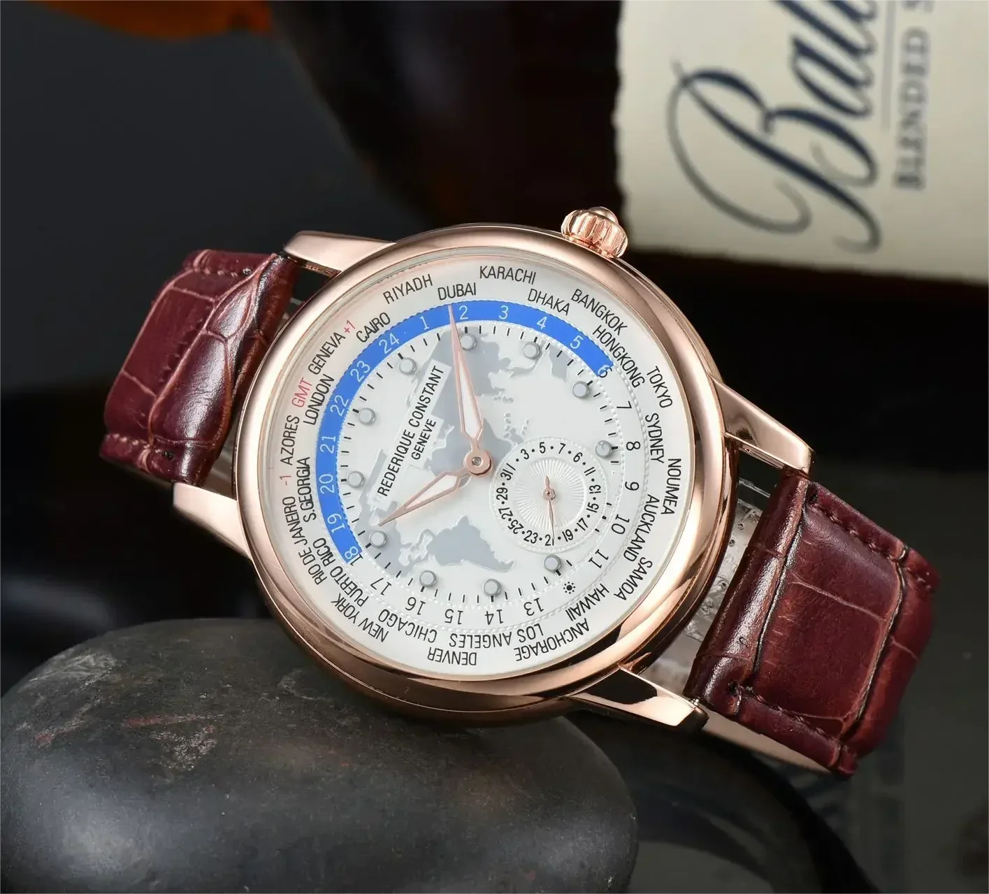 Original New Luxury Minimalist Business Watch Frederique Constant Premium Leather Strap Quartz Watch