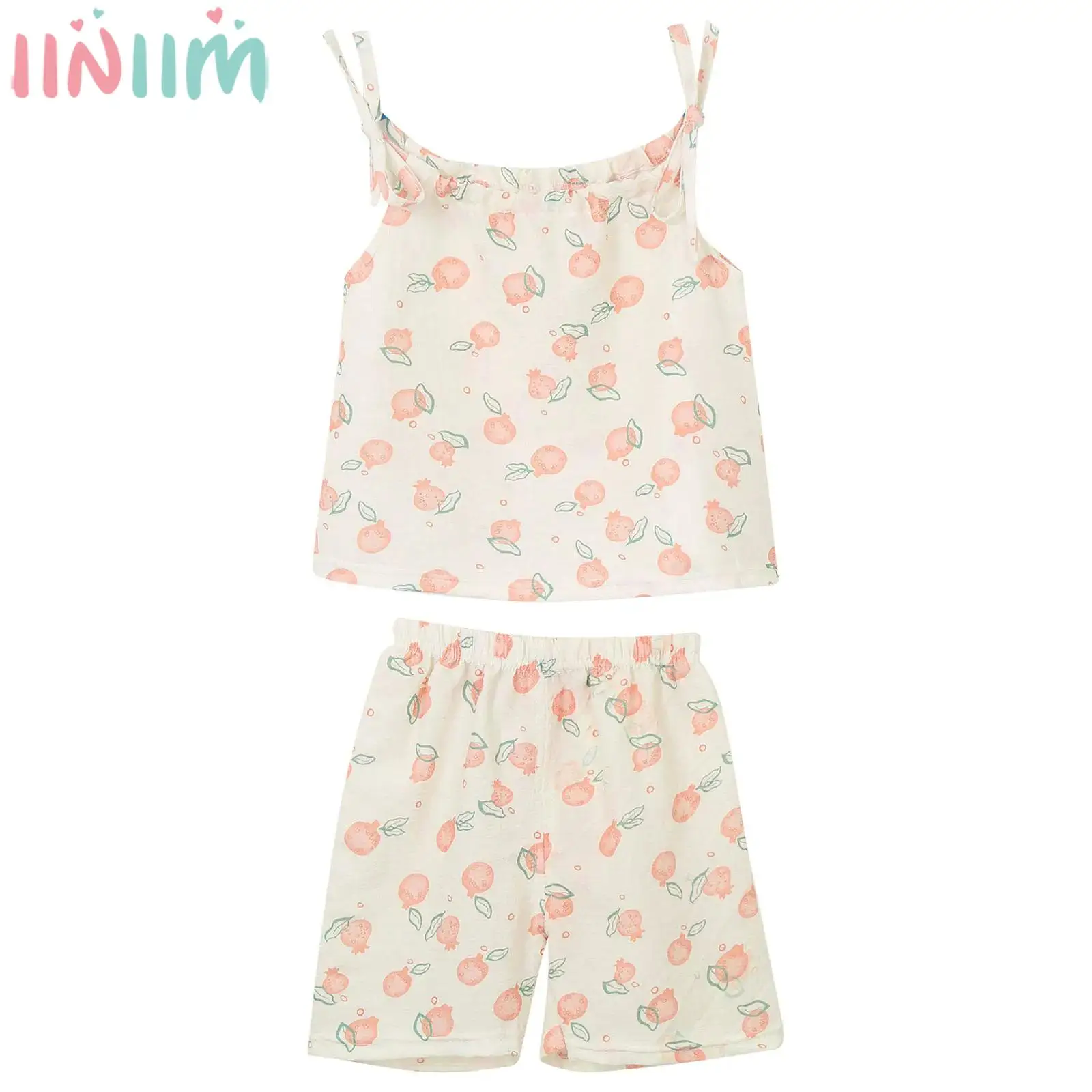 Baby Girls Summer Casual Print Clothes Set Sleeveless Lace-up Tank Top with Shorts for Daily School Beach Vacation Homewear