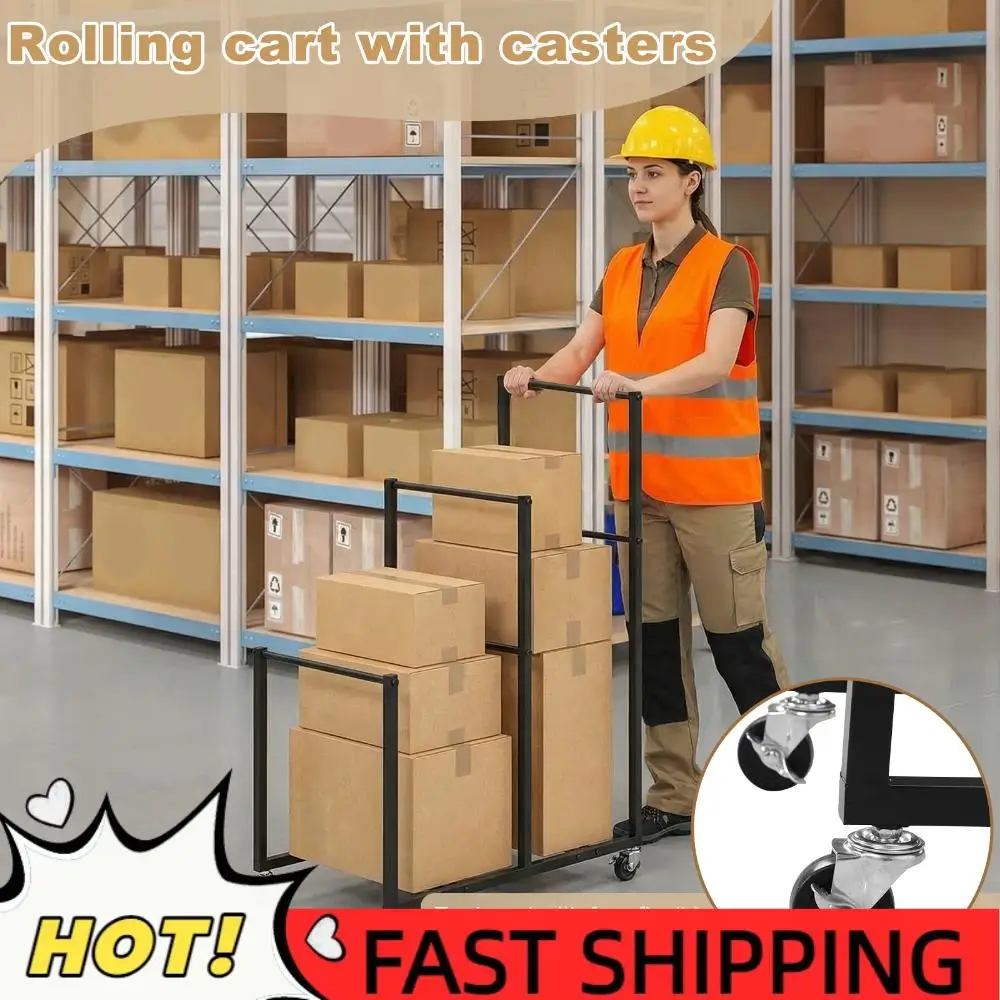 

Передвижная картонная подставка на колесах, стеллаж для хранения картонных коробок 41x26x14 дюймов для гаража, дома, склада, отеля, мебели