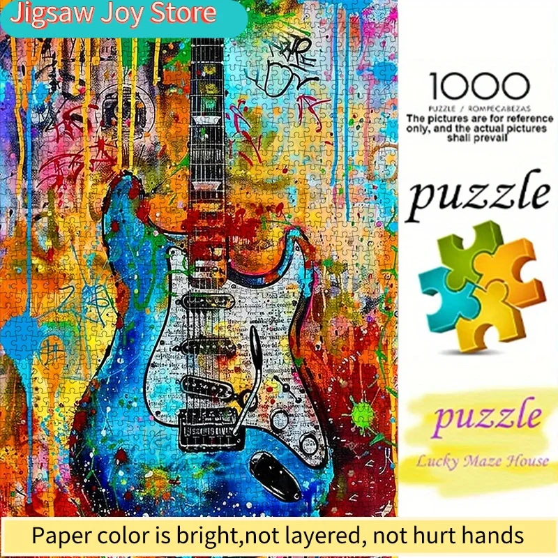 

Пазл-головоломка DIY Guitar Art - яркий дизайн электрогитары в стиле граффити, высококачественный картон, идеально подходит для всей семьи.