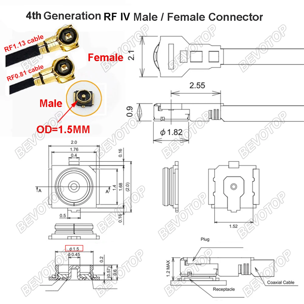 2500or3000/lot RF1/3/4 Female Connector U.FL IPX1/MHF3/MHF4 SMT Socket WiFi Antenna Base PCB RF Coaxial Antenna Board Terminal