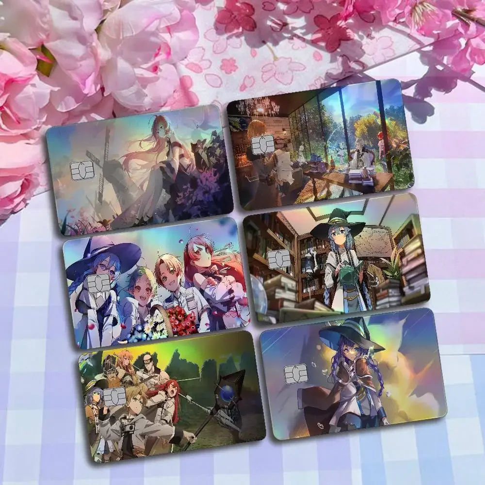 M-Mushoku Tensei Large Gaming Laser Card Skin Stickers 4pcs/Set Waterproof Anti-Scratch Bank Card Protector Decal Credit Cards
