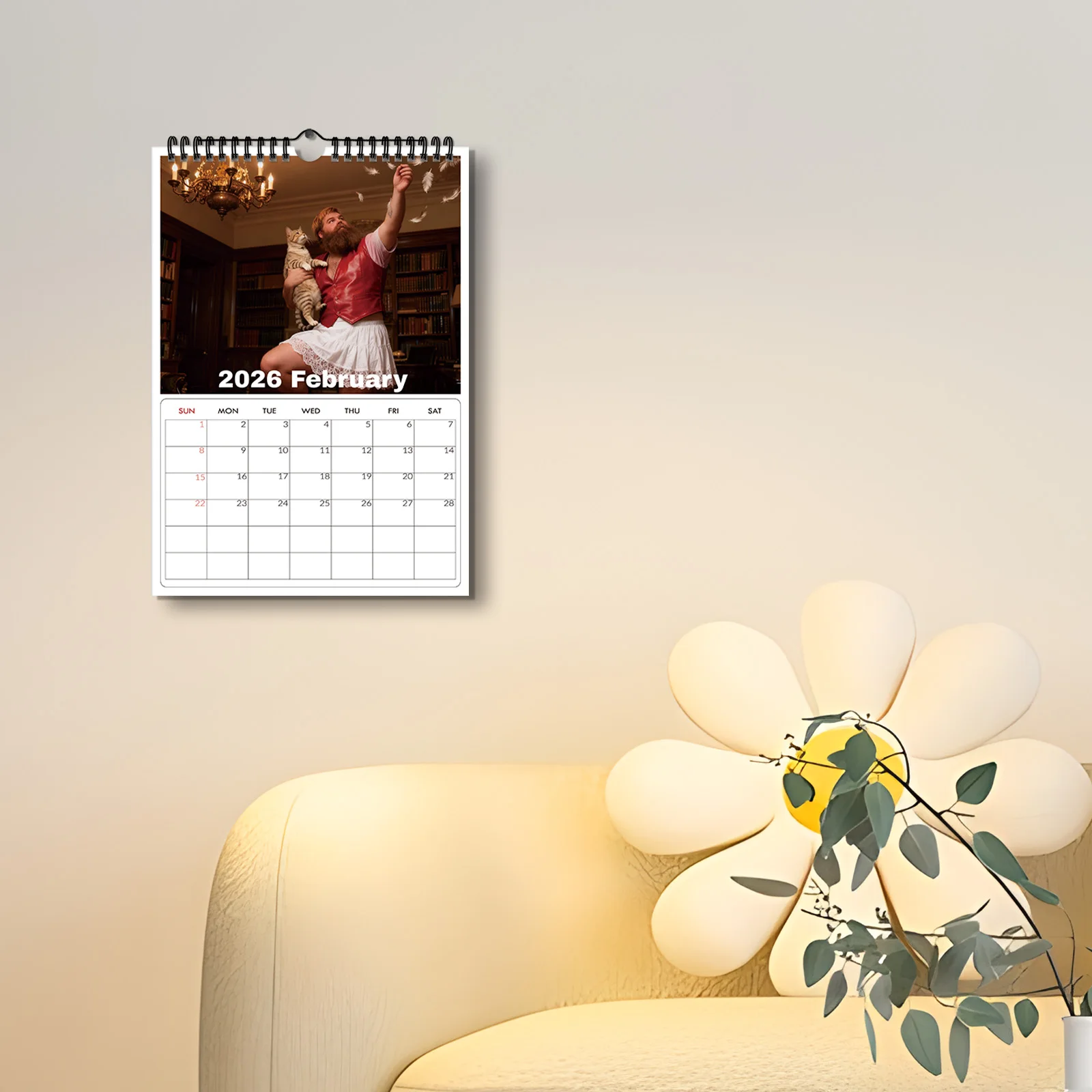 1 قطعة 2026 تقويم جداري بطابع Cat Daddies ، لمحبي القطط وعشاق الحيوانات الأليفة ، مثالي لتزيين المنزل والمكتب ، تقويم حائط مضحك #3