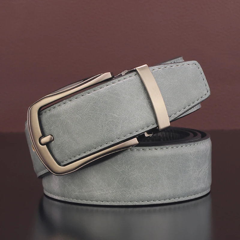 High quality pin buckle genuine leather fashion designers belts men casual luxury gray Cowskin young men ceinture homme B584