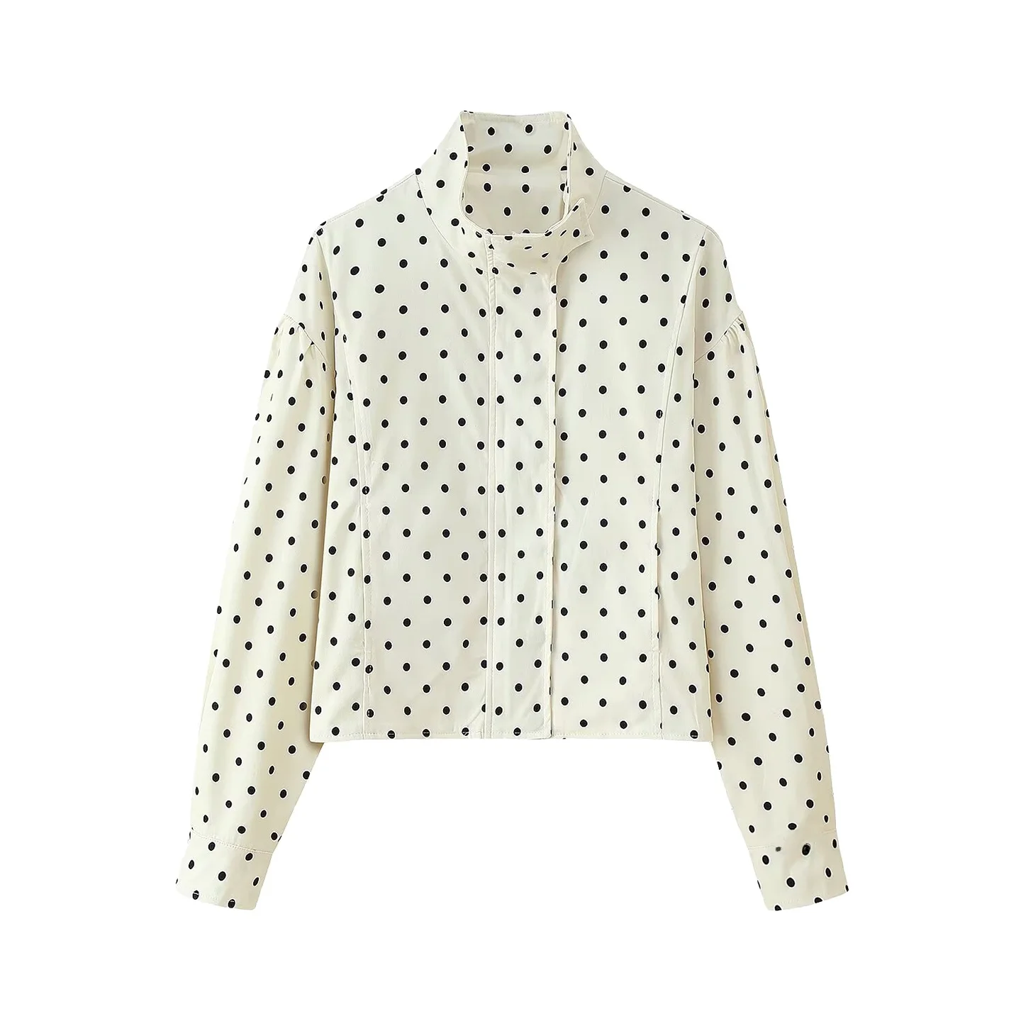 

Faionable Polka Dot Jaet Women's Sle Long Sve ort Coat Autumn 2025 Z Stand Polyester Fibre Breathable