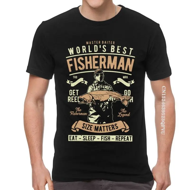 2024 World\'s Best Fisherman, Eat Sleep Fish Repeat Tshirt Men Novelty Tee Tops Cotton Oversized T Shirts ,Fishing T-Shirt