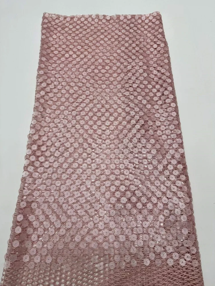 Luxury French Lace Fabric with Nigerian Sequins for Wedding Dresses African Style Sewing Material for Clothing And Crafts