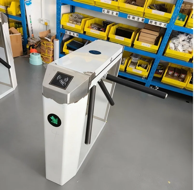 Security Tripod Turnstile Triple Rotating Triple-Wing Tailgating Barrier Supports QR Code Recognition Visitor Systems.