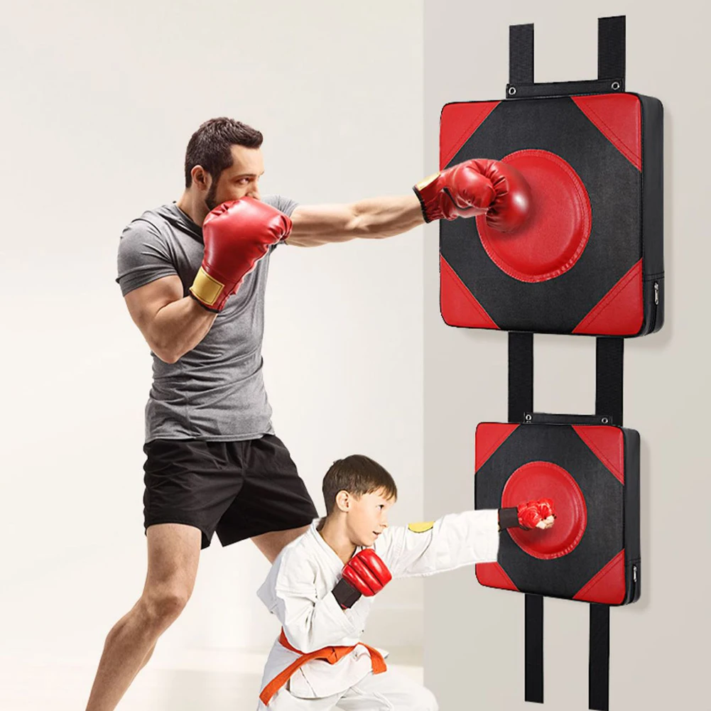 Square Wall Target PU Leather Boxing Training Sandbag Adjustable Height Punching Bag Wall Punching Pad for Martial Arts Karate