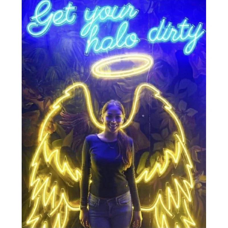 Custom  Custom Acrylic Colorful LED Neon Light Wings Indoor And Outdoor Photograph Decoration Neon Sign