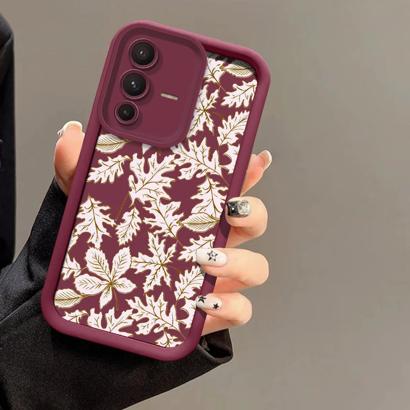 Leaves Pattern Phone Case For Vivo V70 FE V60 Lite V50 V40 Pro V30 SE V29E V29 V27E V25 V23 Shockproof Silicone Matte Soft Cover view 6