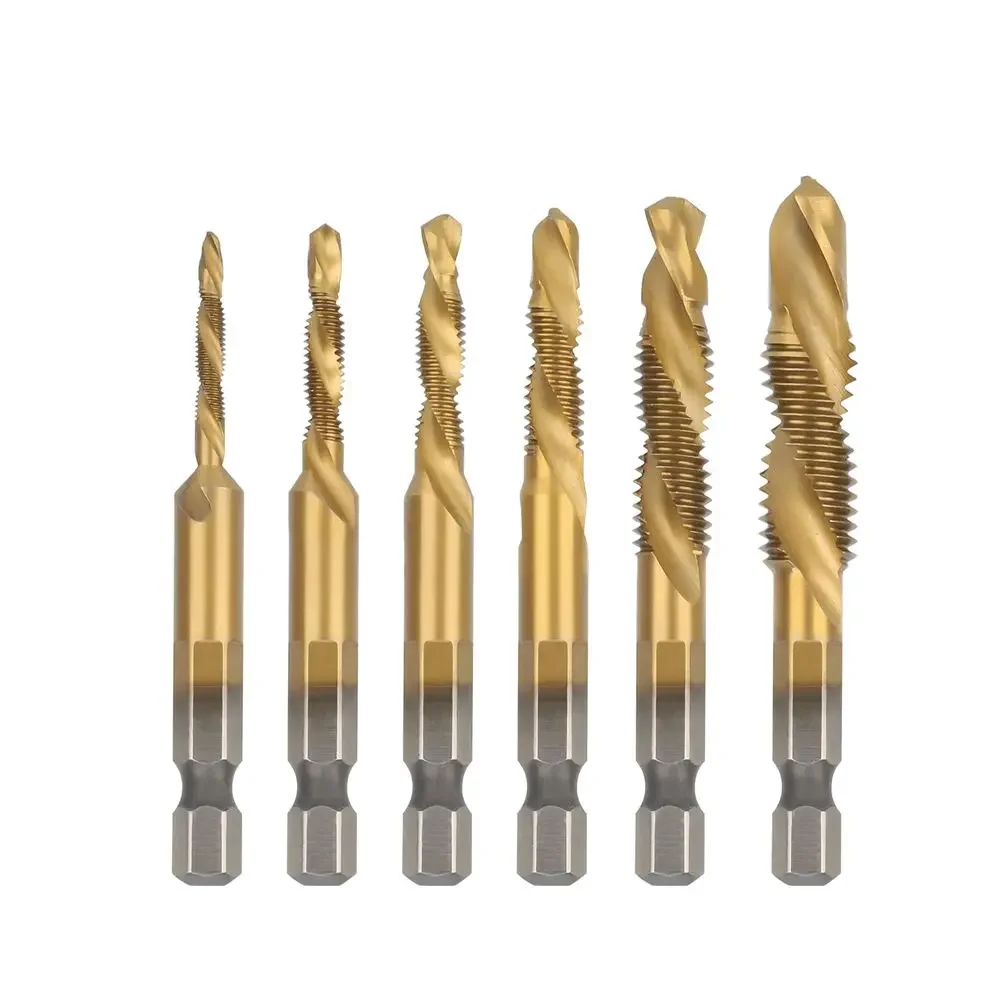 Tige hexagonale plaquée titane, filetage de vis HSS, mèches MeaccelerTap, composé de machine à vis, M3 figuré, M5, M6, M8, M10, outils à main, 6 pièces