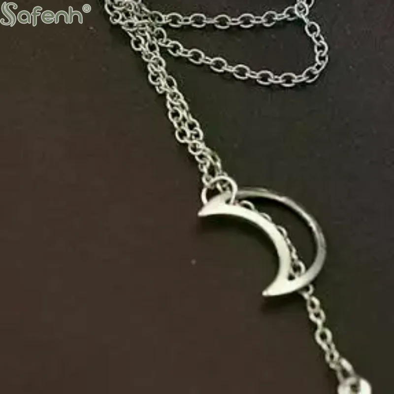 Vintage Pendant Metal Dangle Earrings With Long Chain Ear Clip For Women Silver Color Gold Color Star Moon Earring Jewelry