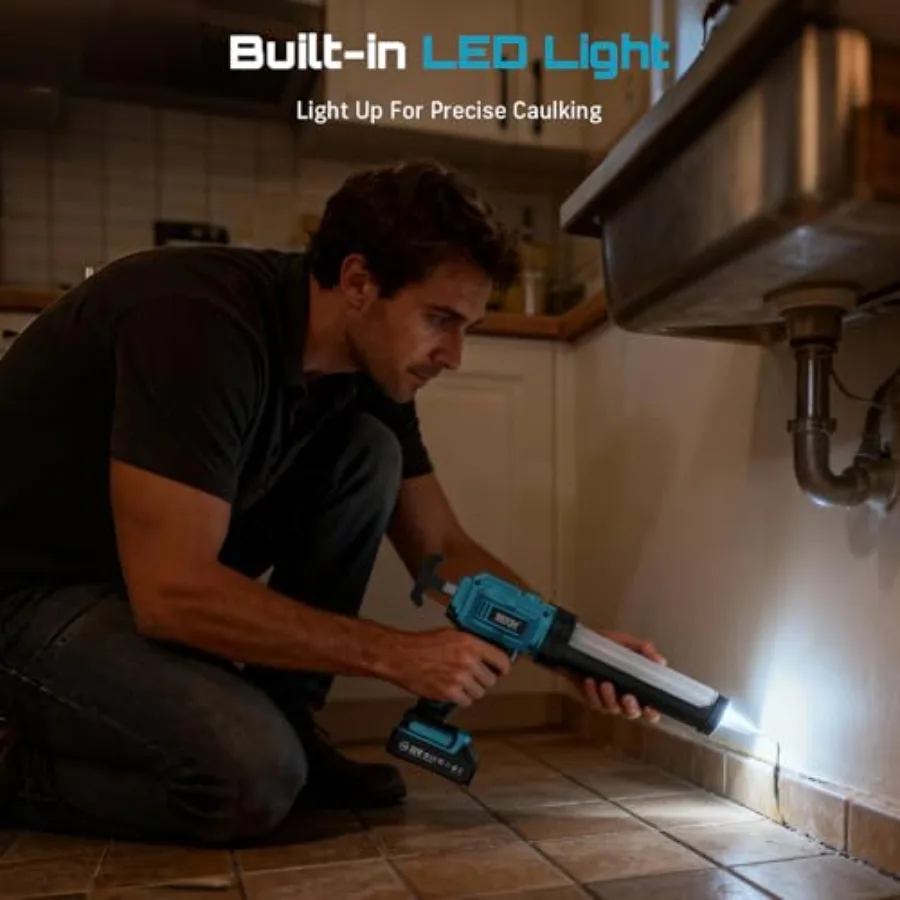 Pistolet do silikonu SEESII, akumulatorowy, 21V, do napraw domowych i projektów budowlanych, elektryczny pistolet do silikonu z