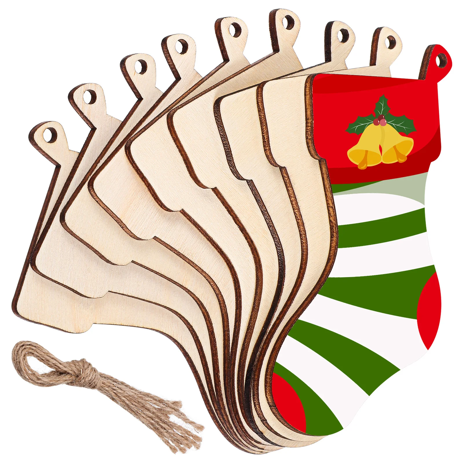 

50Pcs Stockings Wooden Pieces Safe Precise Cutting Create Happy Festival Memory Home Decor Wood Stockings Pieces