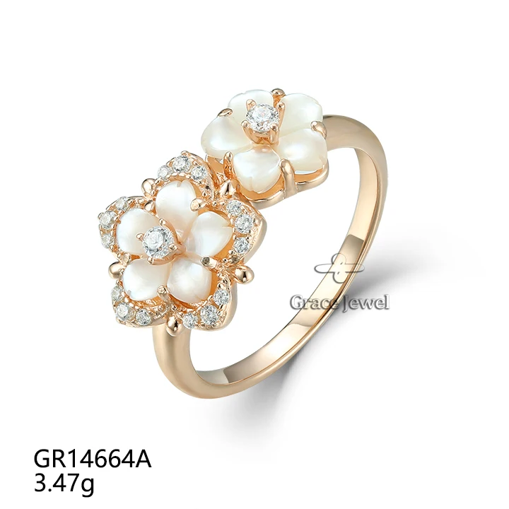 Grace Jewelry Romantic Rose Gold Plated Flower Shape Fine Fashion Dainty 925 Sterling Silver Luxury Jewelry Ring for Women