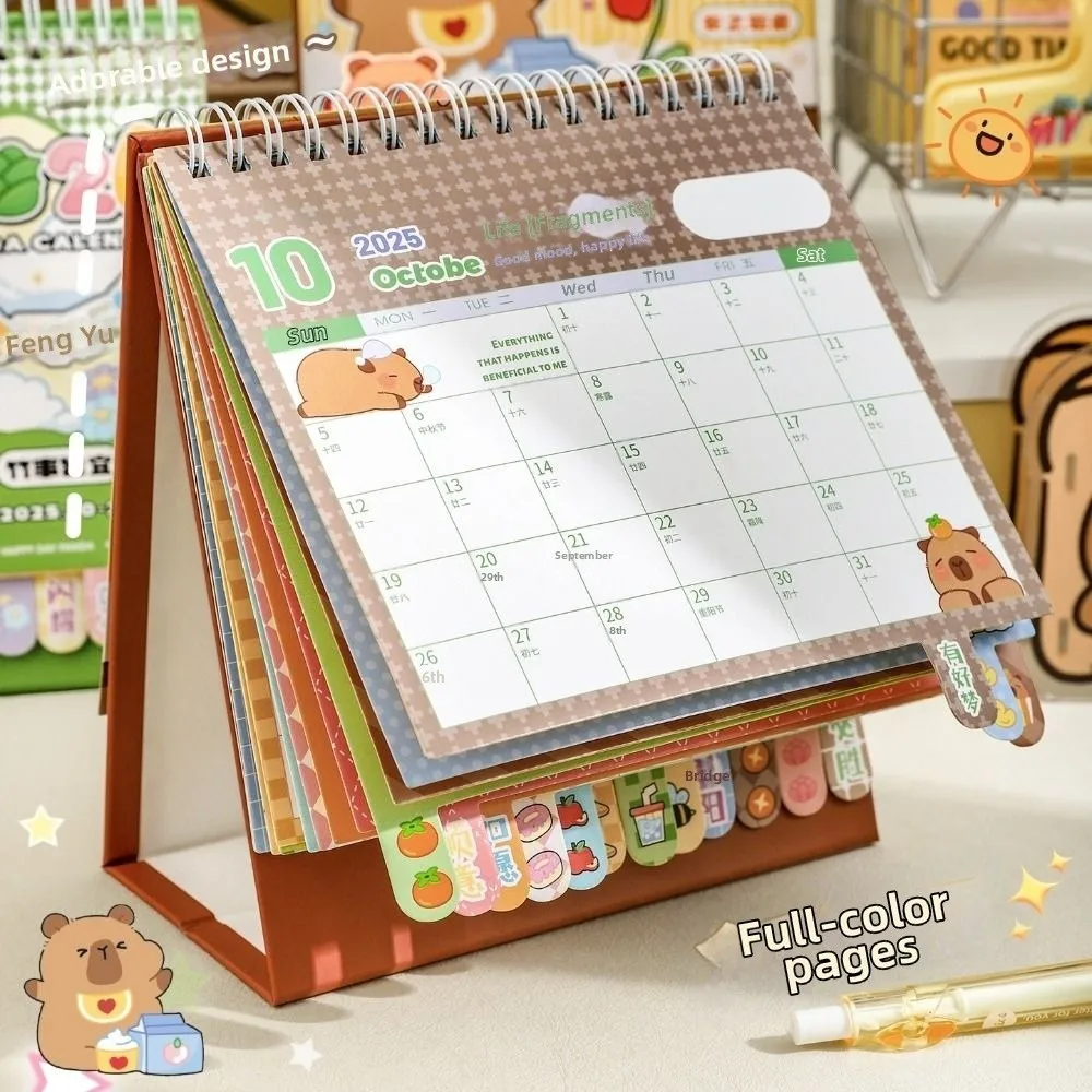 

Portable Coil 2026 Desk Calendar Capybara/Panda Desktop Decoration Mini Calendar Schedule Planner Office School Supplies