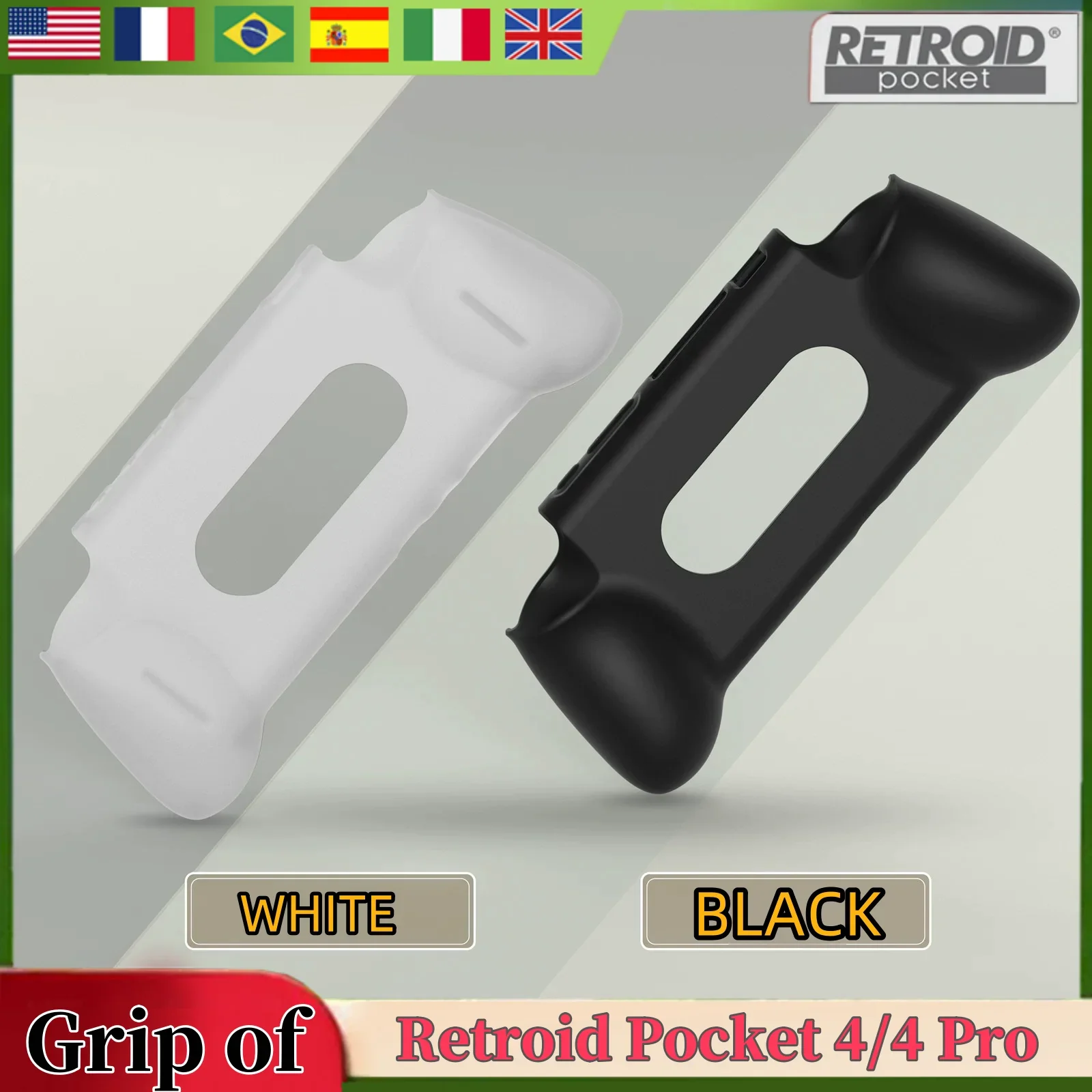 Retroid Pocket 4/4 Pro Grip Protect TPU Shell Case Retroid Pocket 4 Officail Grip  Retro Console Stand Holder For RP4 pro