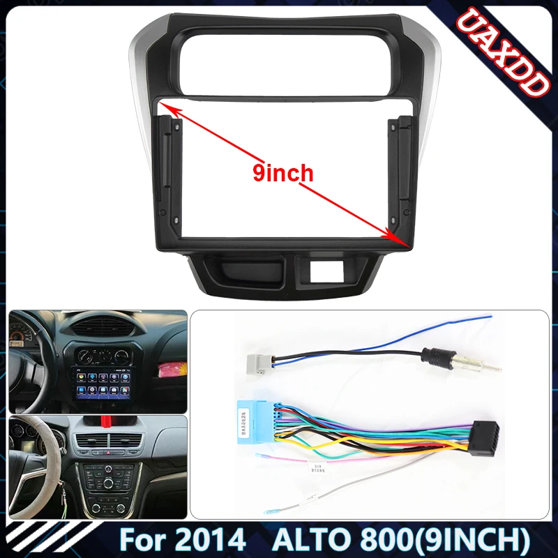 Car Radio Fascia Frame For SUZUKI  2014   ALTO 800 9 inch Stereo Panel Wire Harness Power Cable Adapter Canbus Decoder