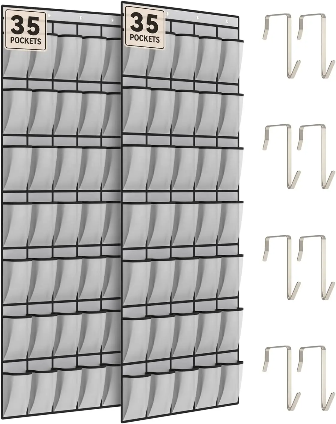 

Over the Door Shoe Organizers, 2 Pack - 35 Deep Mesh Pockets Each, Over The Door Shoe Rack with 4