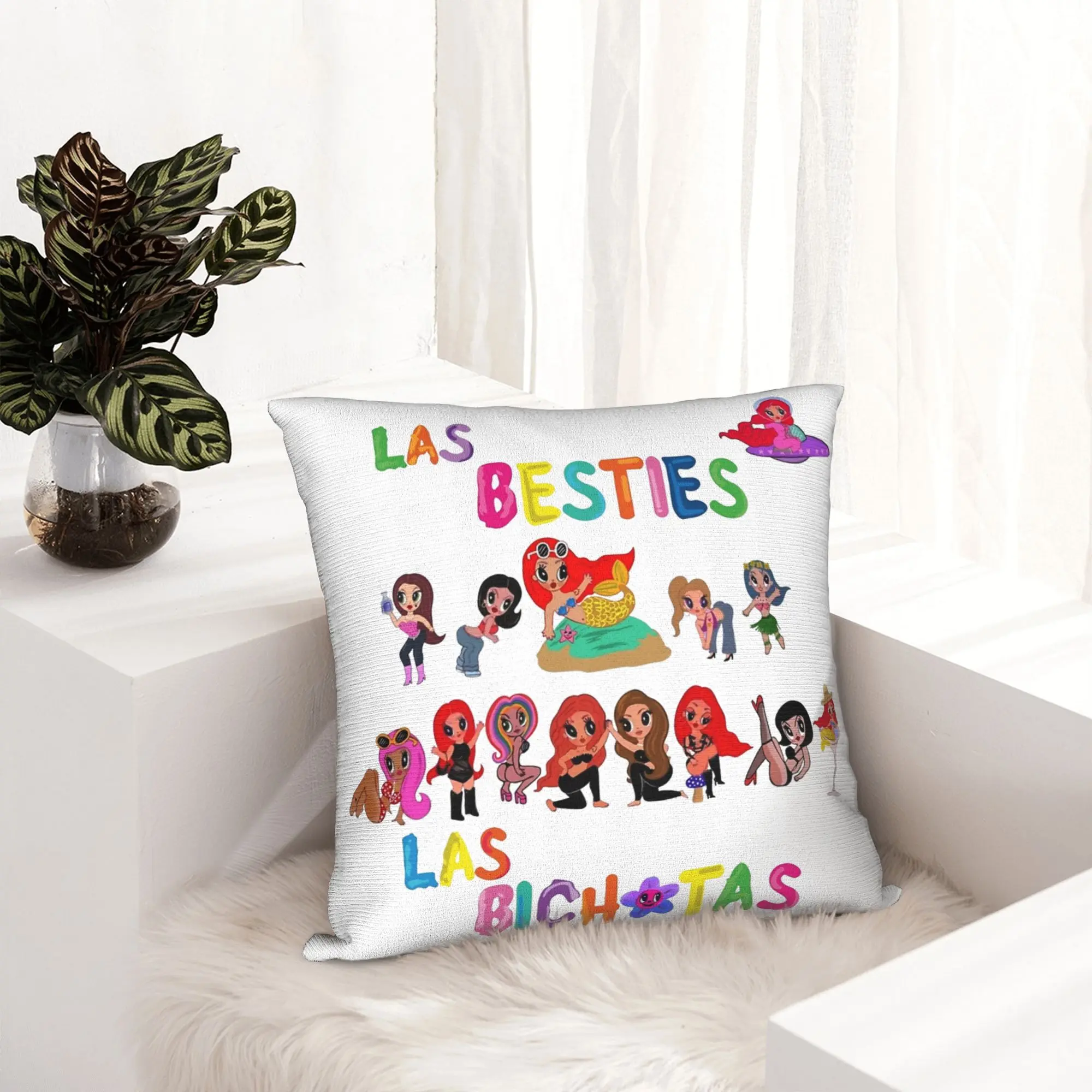 BESTIES Karol G Lyrics Pillowcase Soft Polyester Cushion Cover Decoration Bichota Throw Pillow Case Cover Living Room Zipper