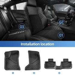 for Dodge Charger AWD (Not fit RWD) 2011-2023 US Version TPE 3D Car Floor Mats Cargo Liner Trunk Pad Accessories Black
