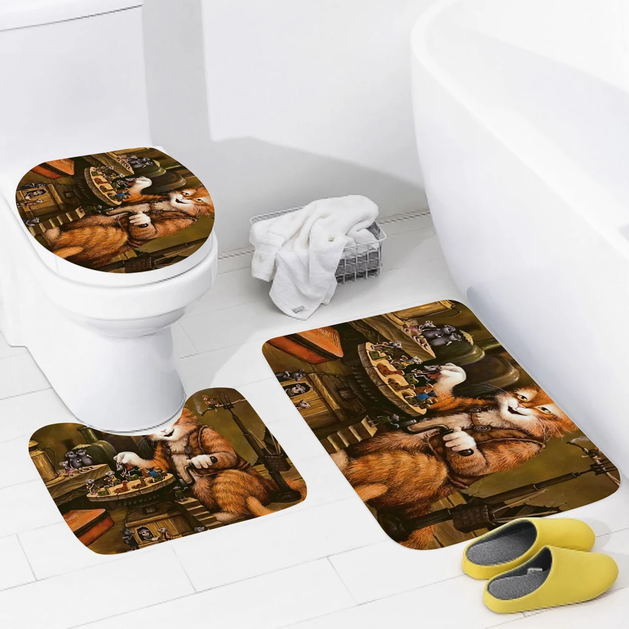 Home bathroom floor mats Bath Foot mat Animal oil paint style modern bathroom accessorie rug Toilet mat Bathtub anti-slip carpet