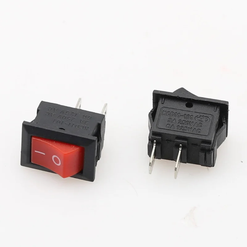 5/10/15Pcs Push Button Switch 10x15mm SPST 2Pin 3A 250V KCD11 Snap-in on/Off Rocker Switch 10MM*15MM Black Red and White