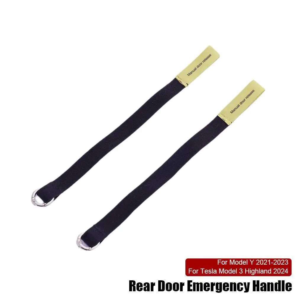 2X Rear Door Emergencies Safety Pull Rope For Tesla Model 3 Highland Model Y 2021-2024 Rear Door Mechanical Switch Handle Puller